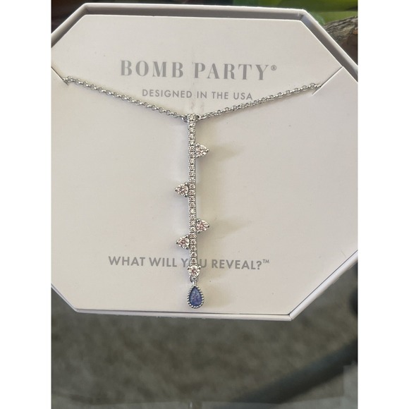 Sterling Jewelry - Bomb Party RBP5150 The Sterling Club LC Aqua Blue Ice Crystal Necklace .925 SS💙